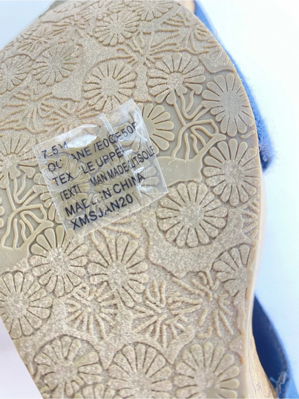 Esprit Oceane 2 Navy Stretchy Wide Strap Cork Wedge Heel Sandal Shoe 7.5 NWT
